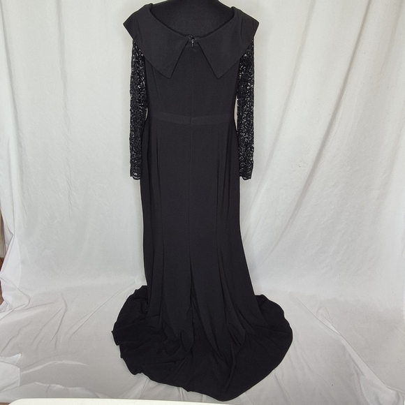 Xscape Off The Shoulder Sweetheart Neckline Lacey Sleeve Formal Dress - Size 16 - Picture 6 of 16